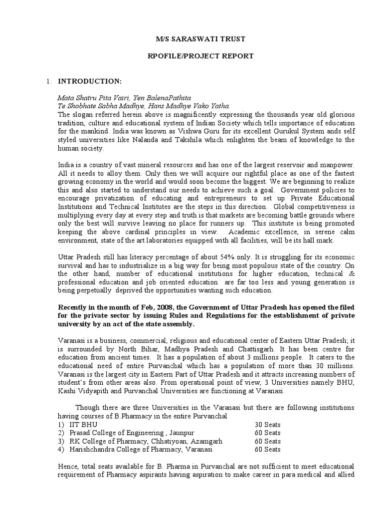 Saraswati Trust Pharmacy Project Report | PDF | Career & Growth | Business
