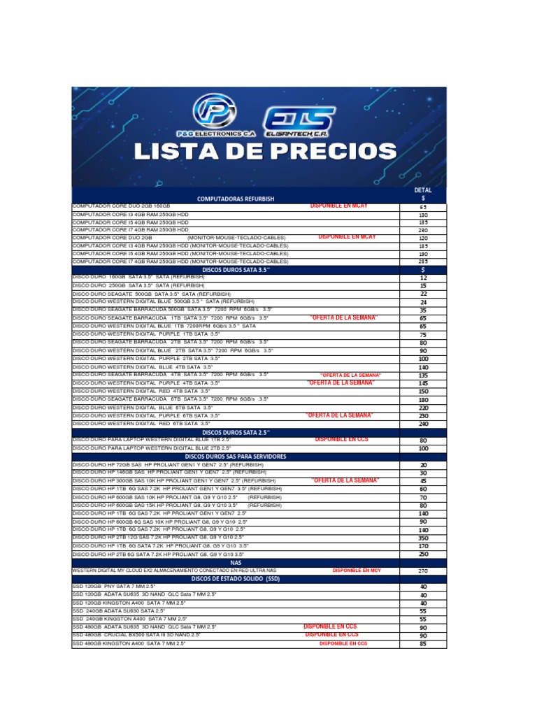 Lista Detal Del 30-11 AL 04-12 | PDF | Unidad de estado sólido ...