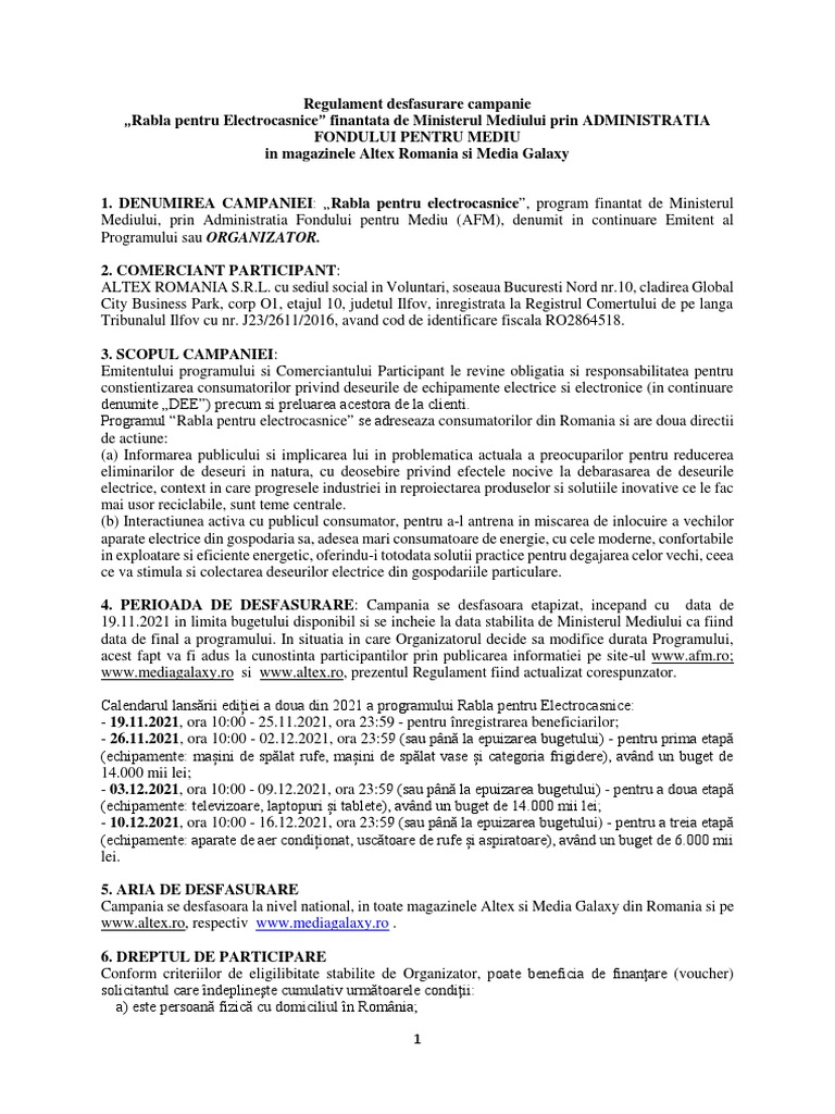 Regulament Rabla AFM Nov Dec 2021 Altex | PDF