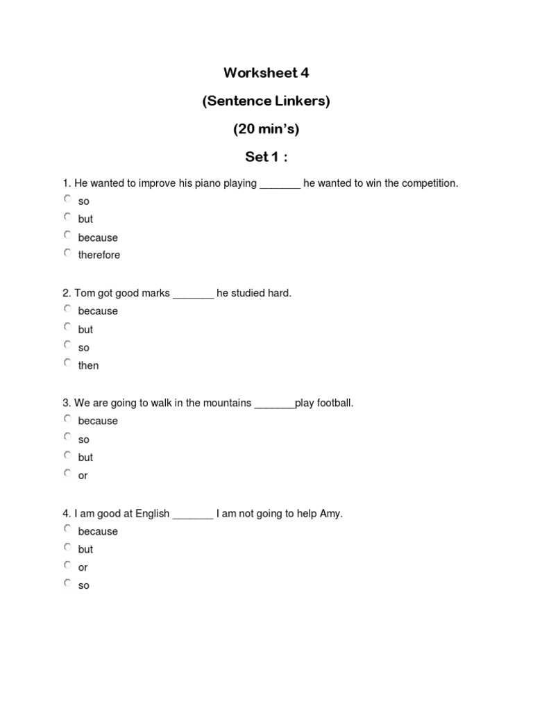 Linkers Worksheet for Class 7 | PDF | Ecology | Environmental Social ...