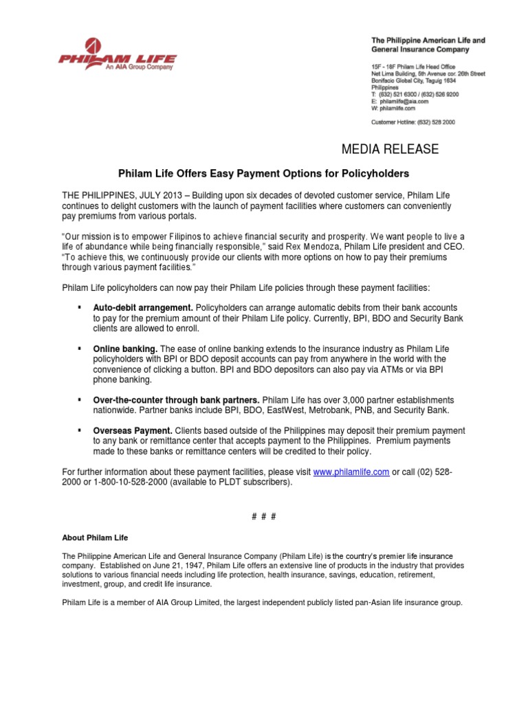 AIAPhilamLifeOffers Easy Payment Options For Policyholders PDF