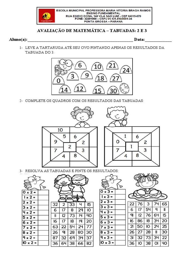 Atividades de Tabuada: 2 e 3 | PDF