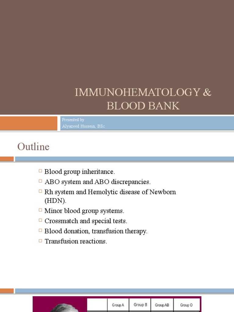 Immunohematology Blood Bank Alyazeed Hussein Bsc Pdf Blood Type