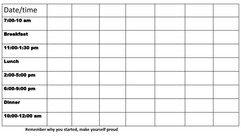 Daily Meal Schedule and Motivation | PDF