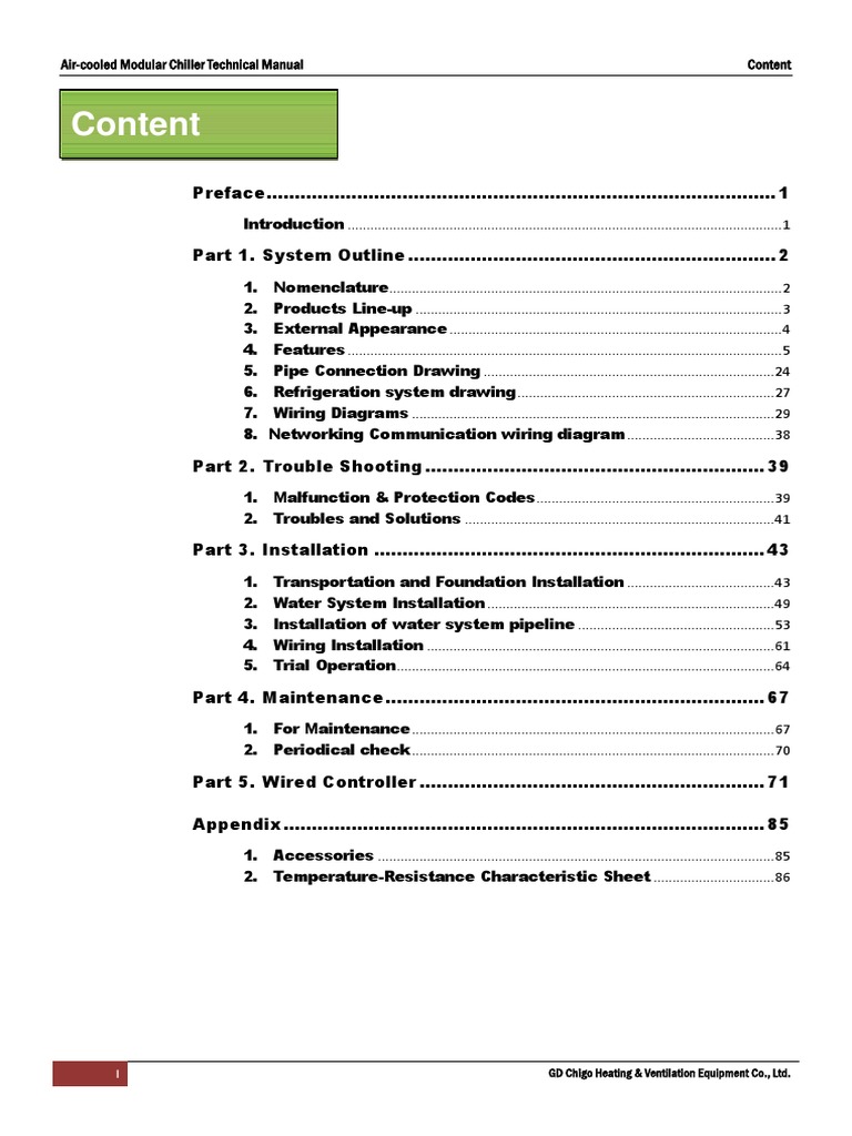 Air-Cooled Modular Chiller Manual | PDF | Heat Exchanger | Air Conditioning