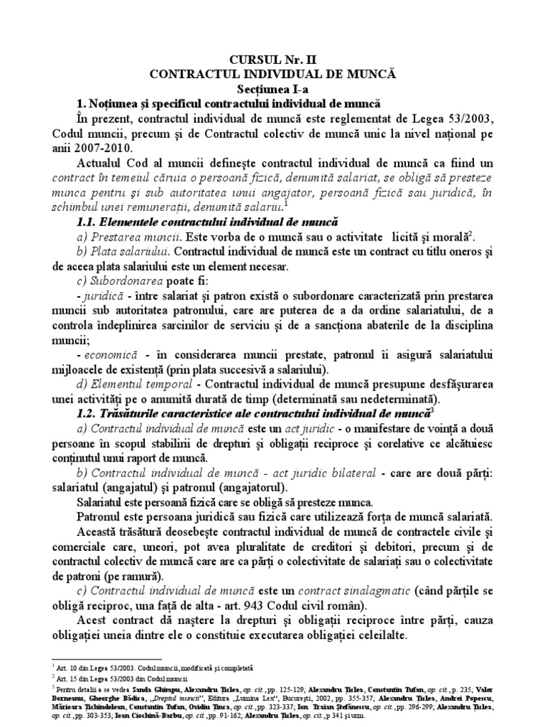 Contractul Individual de Munca