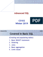 Advanced SQL: CS102 Winter 2019