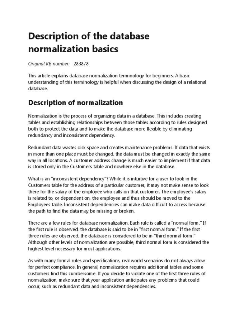 Database Normalization Basics | PDF | Databases | Information Age