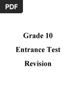 Grade 10 Entrance Test Revision