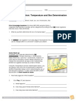 Student Exploration: Temperature and Sex Determination: Vocabulary: Embryo, Hypothesis, Mean, Sex, Sex Chromosome, Trial