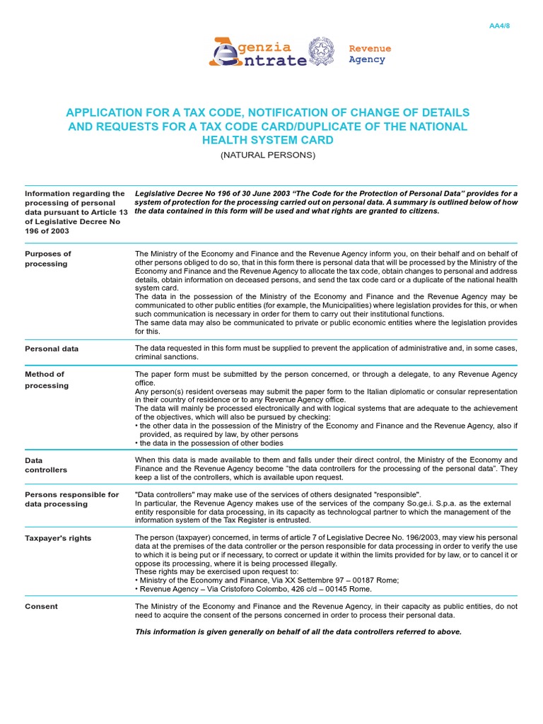 Application For A Tax Code, Notification of Change of Details and ...