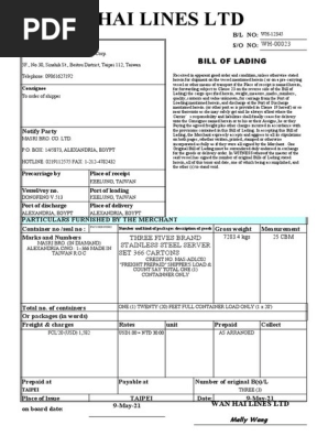 004 Bill of Lading ANS