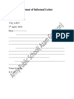 Format of Informal Letter
