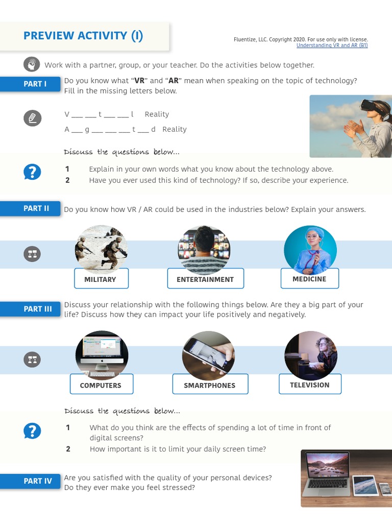 Preview Activity (I) Discuss The Questions Below.. PDF Virtual