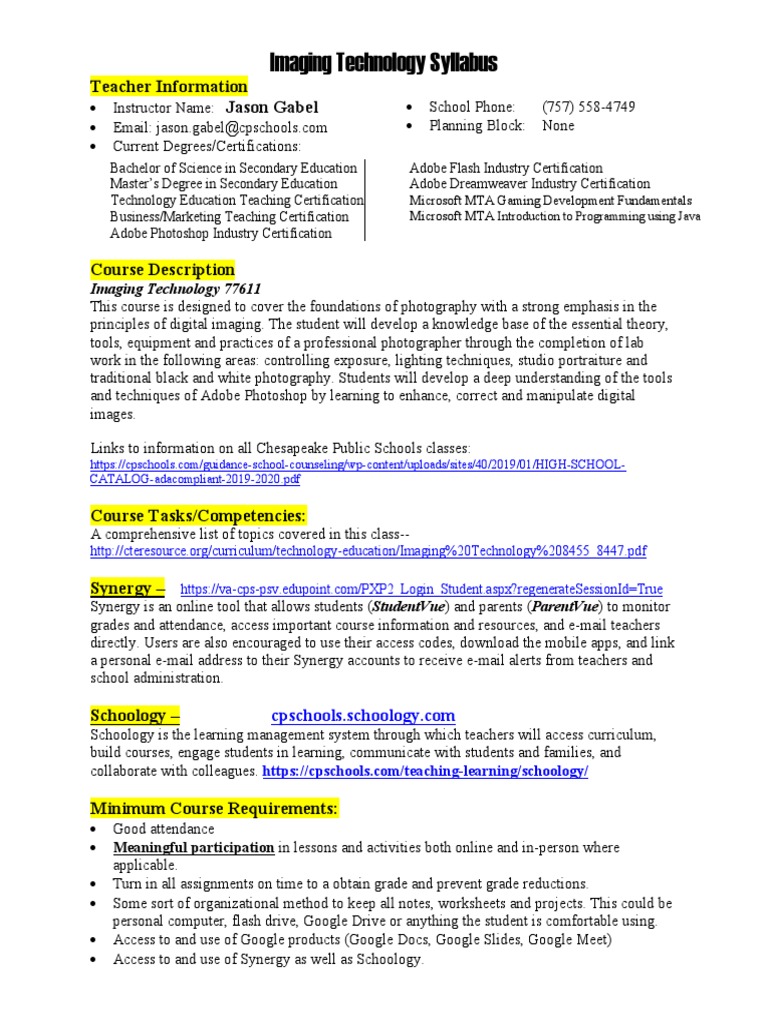 Kole Ward Imaging Technology Syllabus PDF Educational Technology