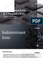 Indeterminant Form & L'Hopital's Rule: Presented By: Naitik Jain J031 Jay Ajmera J004