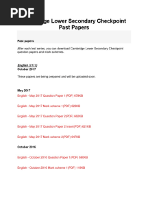 Cambridge Lower Secondary Checkpoint Past Papers