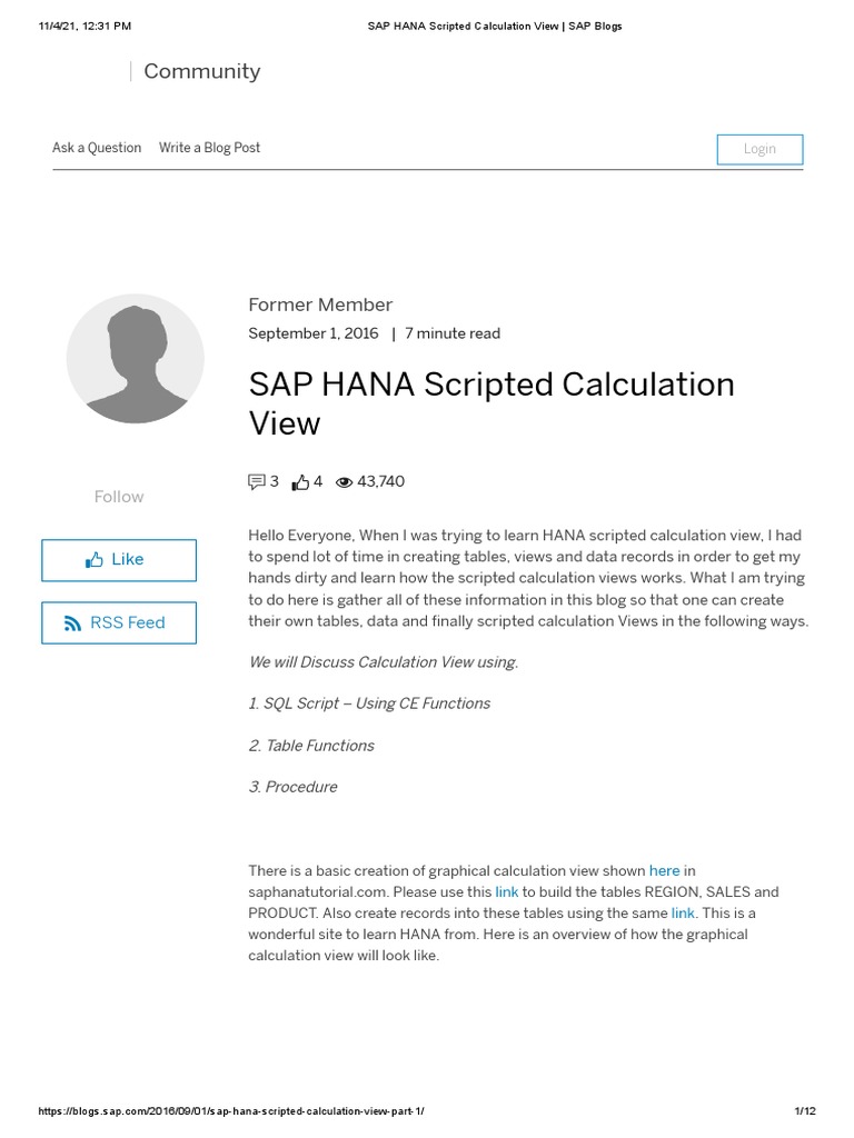 Create Calculation View - SQL Script Table Functions Procedure | PDF ...