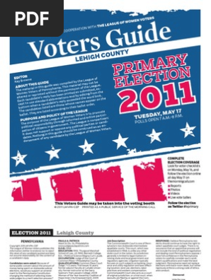 2011 Voters Guide Lehigh County Polling Place Voting - 