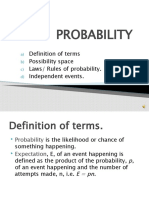 Probability: Definition of Terms Possibility Space Laws/ Rules of Probability. Independent Events