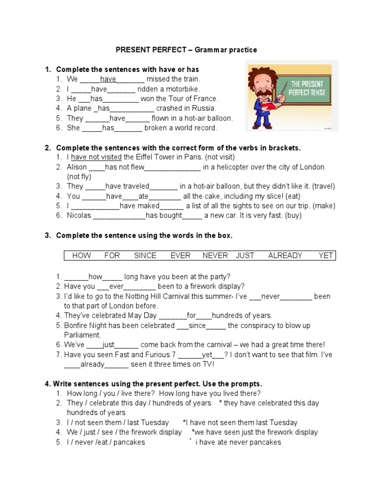 Complete The Sentences Using The Prompts In Brackets