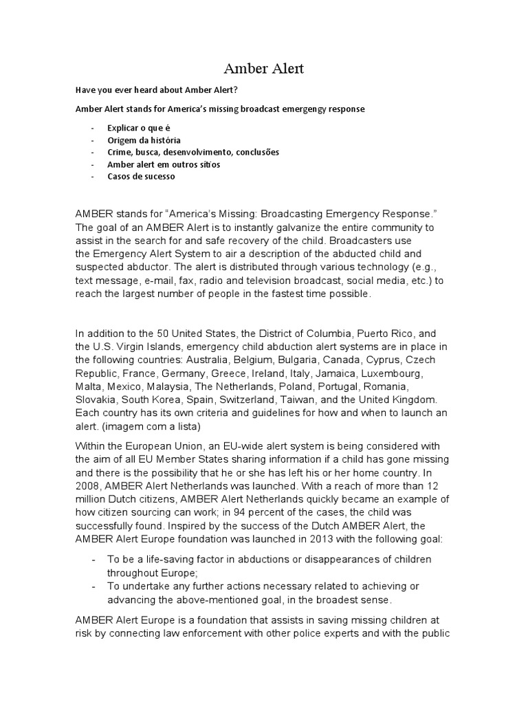 Amber Alert | PDF