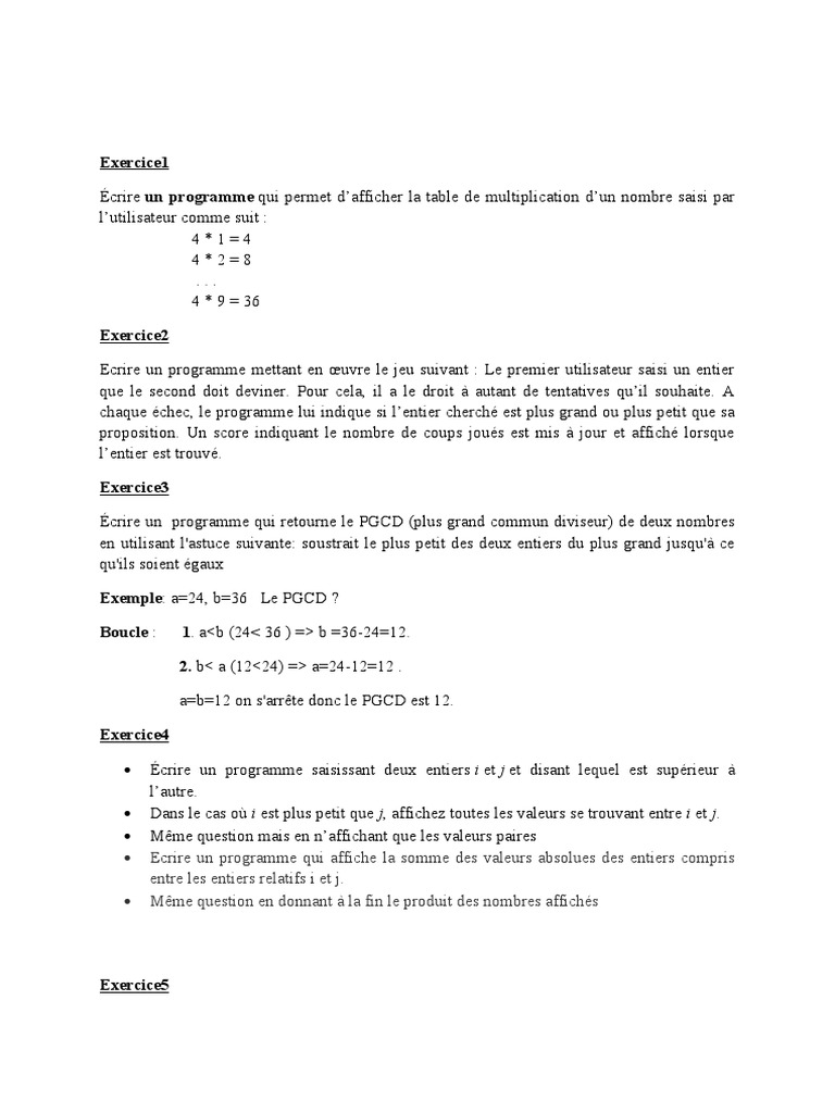 Exercices de programmation en Python | PDF | Entier naturel | Somme ...