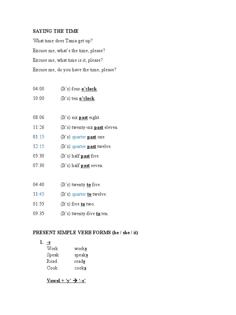 Present Simple He She It | PDF