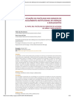 Atuação Do Psicólogo Nos Serviços de Acolhimento Institucional de Crianças e Adolescentes