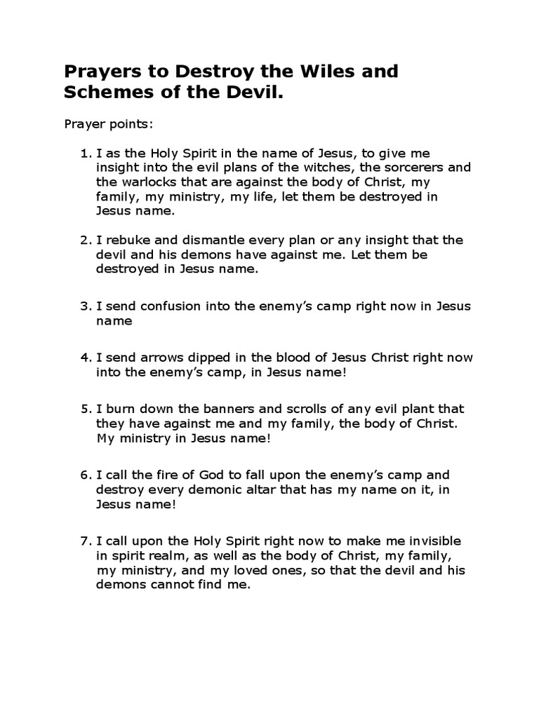 Prayers Against the Devil's Schemes | PDF | Religion & Spirituality