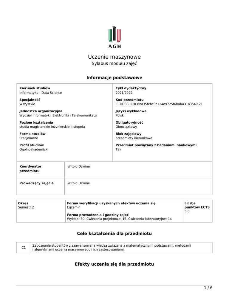 Uczenie Maszynowe Pdf