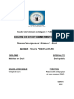 Niouma FANCINADOUNO. Droit Constitutionnel, Université Kofii Annan de Guinée, Nov. 2015