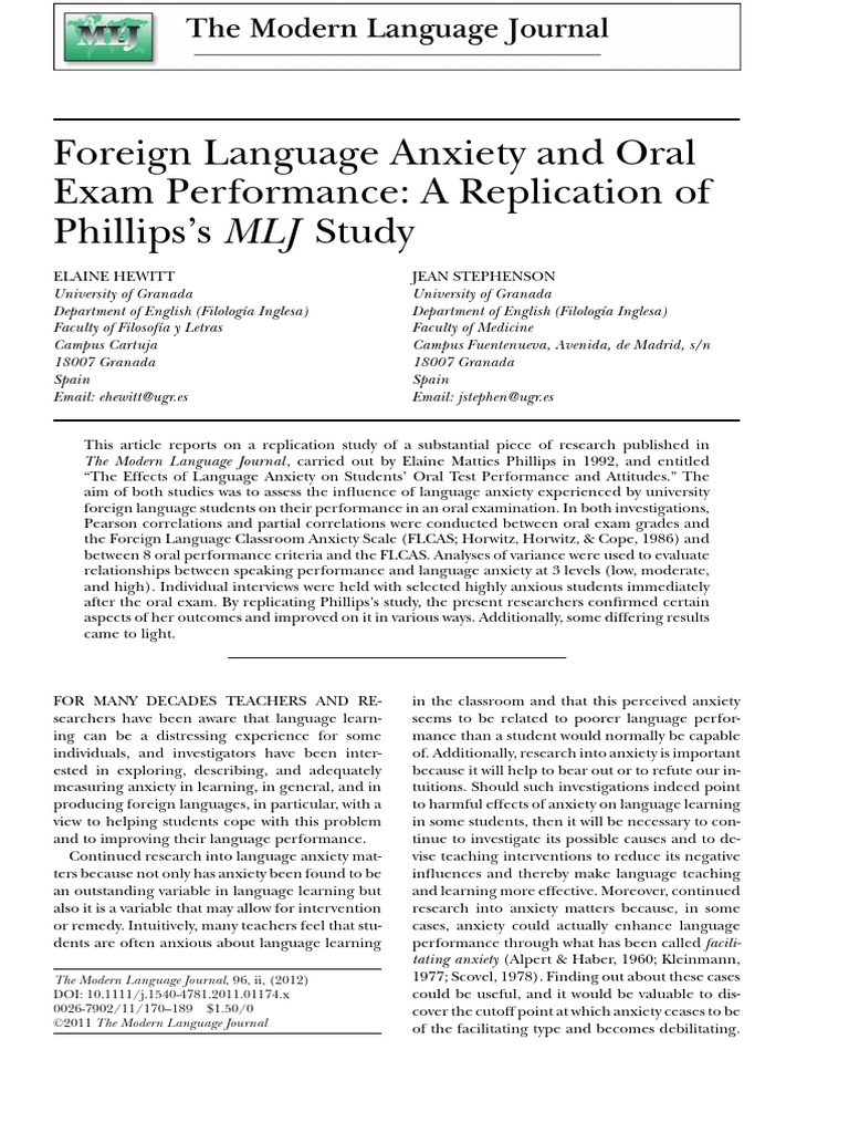 Language Anxiety and Oral Exam Impact | PDF | Test (Assessment) | Anxiety