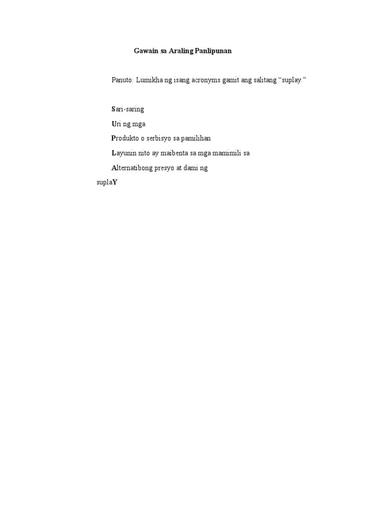 Acronyms (Araling Panlipunan) | PDF