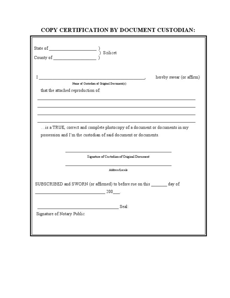 Copy Certification by Document Custodian 2 PDF Civil Law