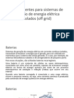 Componentes para sistemas de geração de energia elétrica isolados