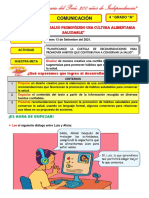 Semana 24, Día 1 - Comunicación - Planificamos La Cartilla de Recomendaciones para Promover Hábitos Que Contribuyen A Conservar La Salud.