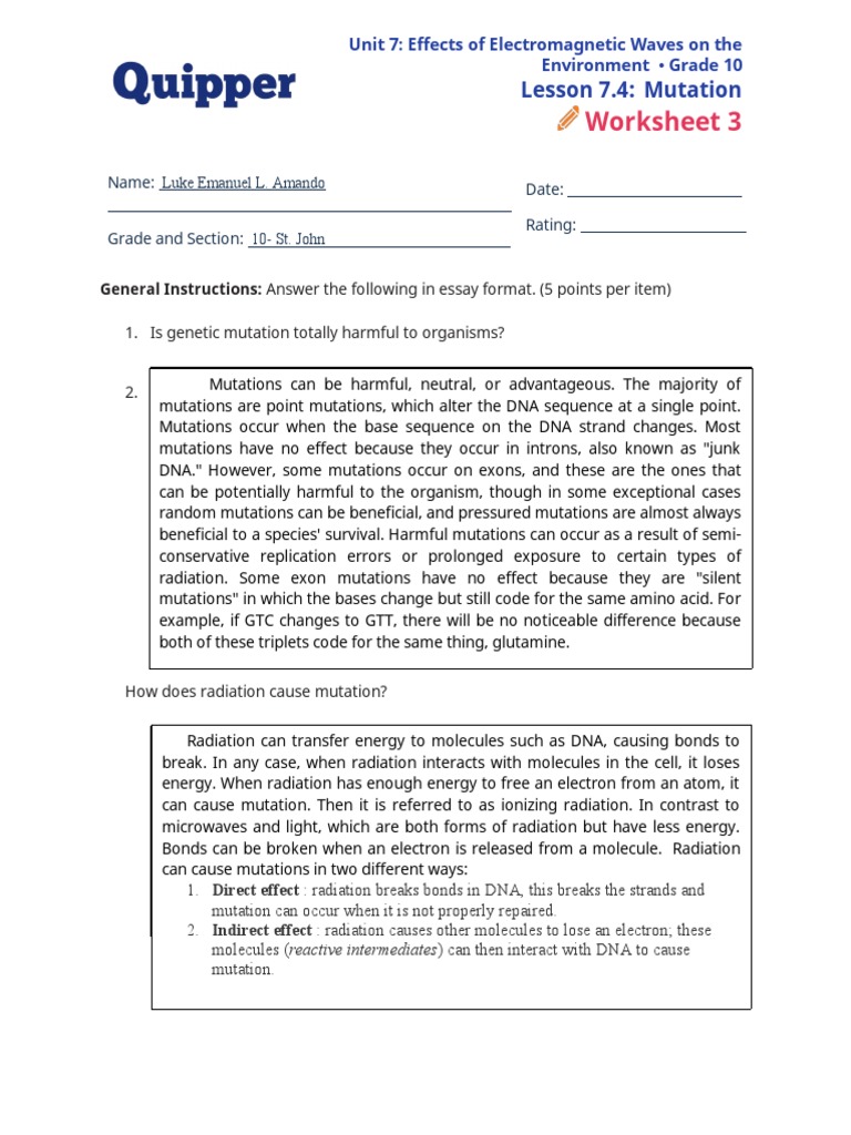 Understanding Genetic Mutations and Radiation | PDF | Mutation ...
