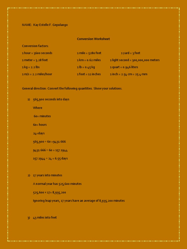 Conversion Guide for Students | PDF