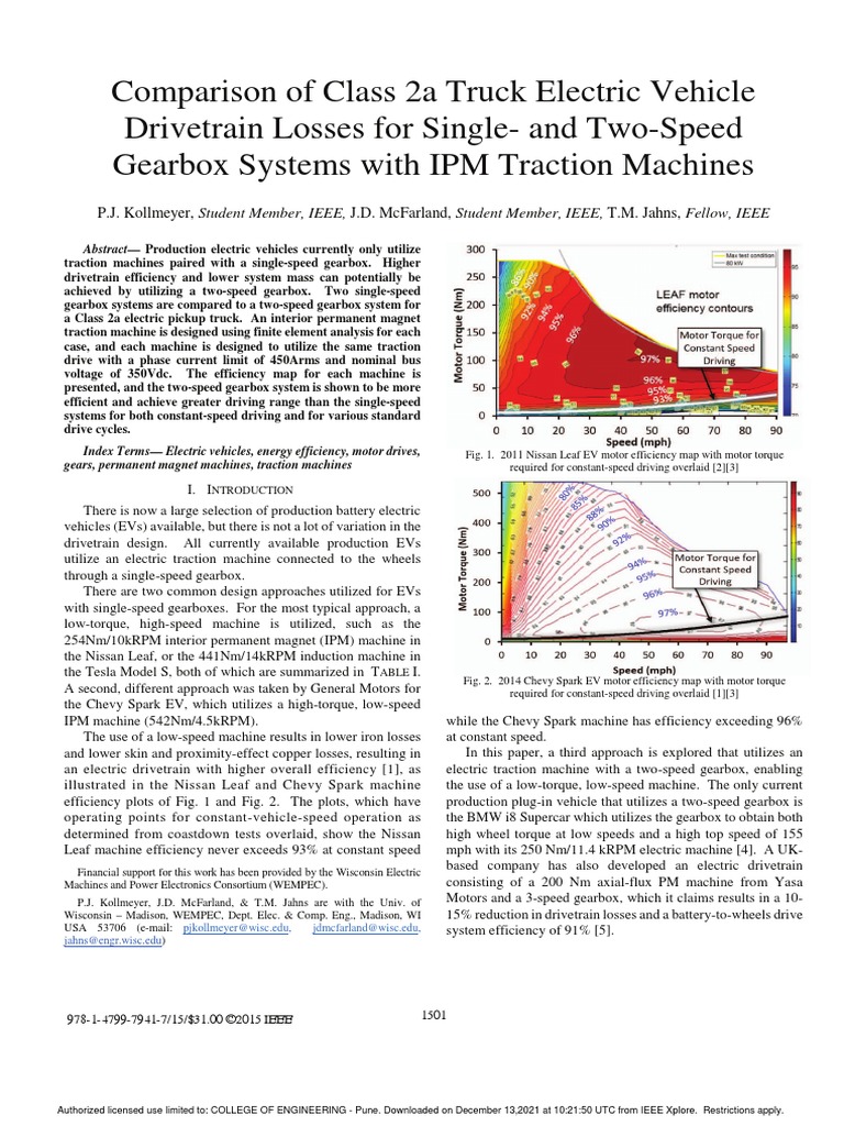 Comparison of Class 2a Truck Electric Vehicle Drivetrain Losses For Single and TwoSpeed
