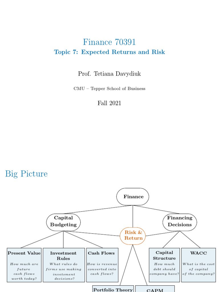 07 Expected Return and Risk Handout | PDF | Risk Premium | Standard ...