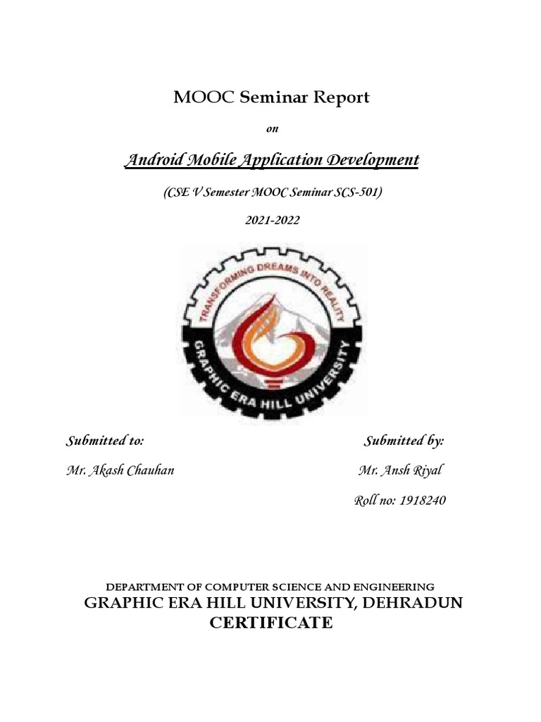 Android App Development MOOC Report | PDF | Android (Operating System ...