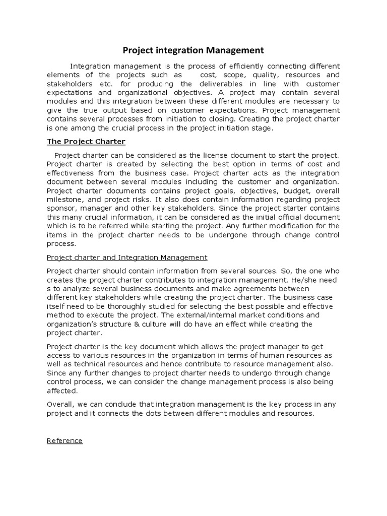 Project Charter & Integration Guide | PDF | Project Management | Leadership