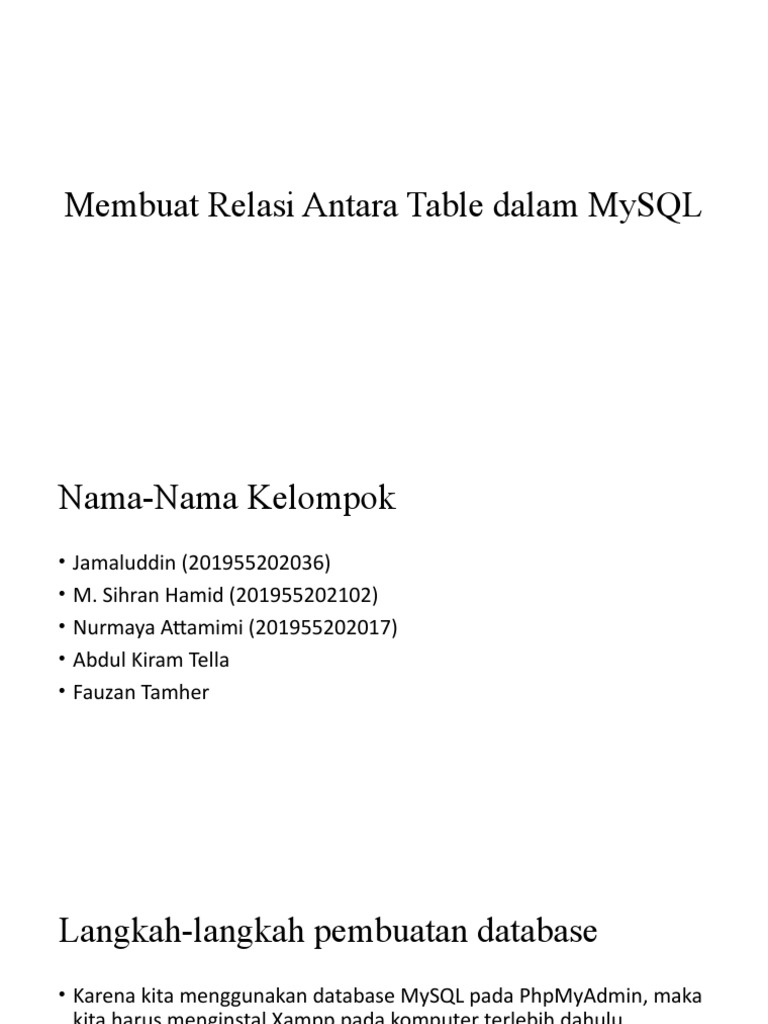 Relasi Tabel MySQL di PhpMyAdmin | PDF
