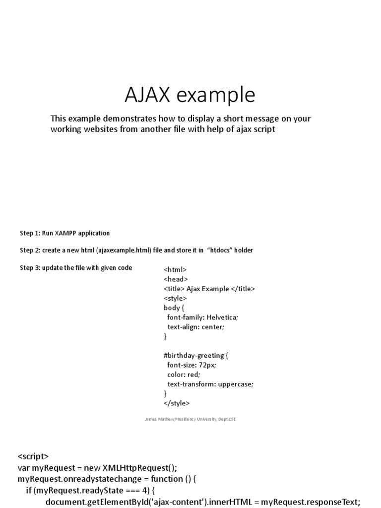 Demonstrating a Simple AJAX Example: Displaying Additional Content from ...