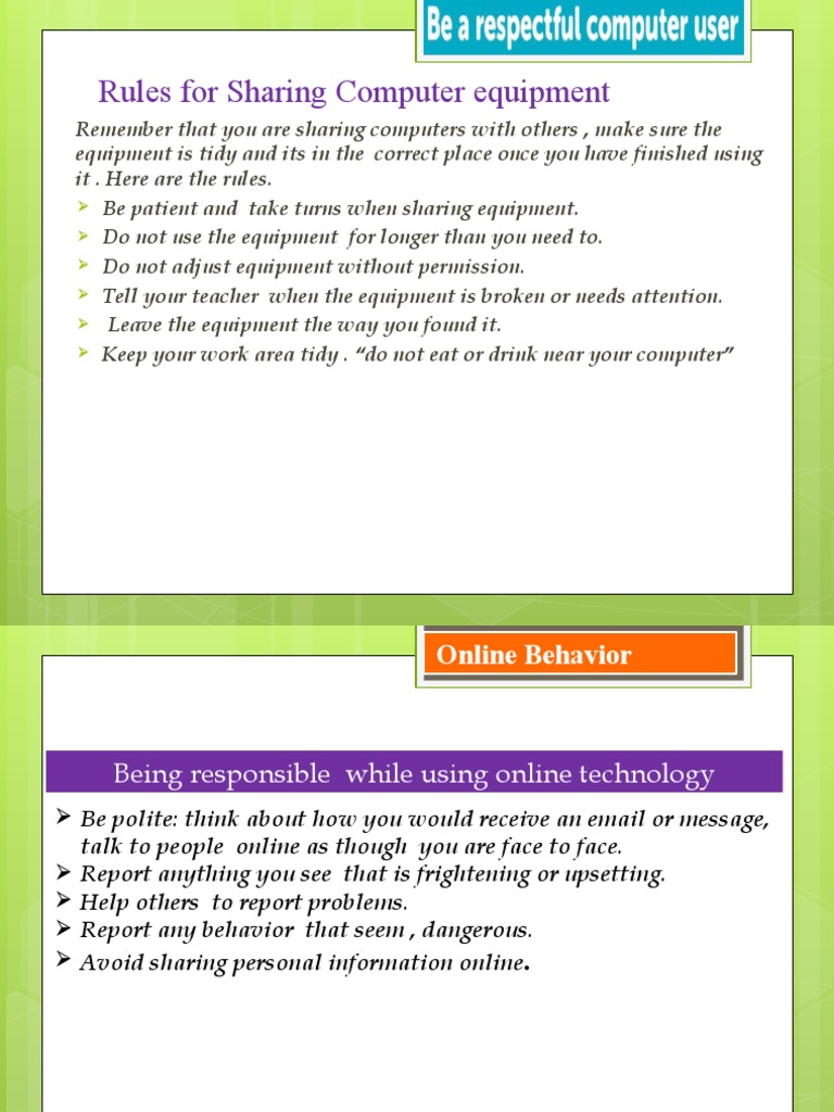 Rules For Sharing Computer Equipment | PDF | Internet & Web | World ...