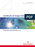 Certifi Cate of Origin Policy: Frequently Asked Questions