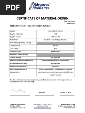Certificate of Origin