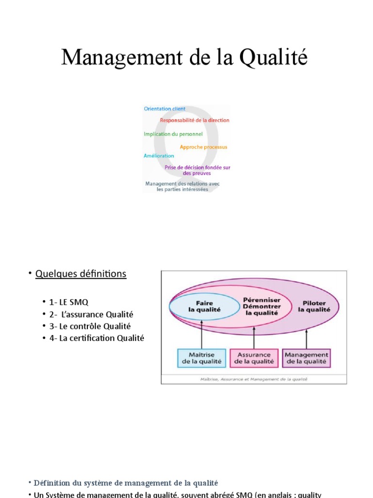 Principes du Management de la Qualité | PDF | Management de la qualité ...