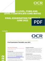 As and A Level, FSMQ and Level 3 Certificate Core Maths Final Examination Timetable JUNE 2022